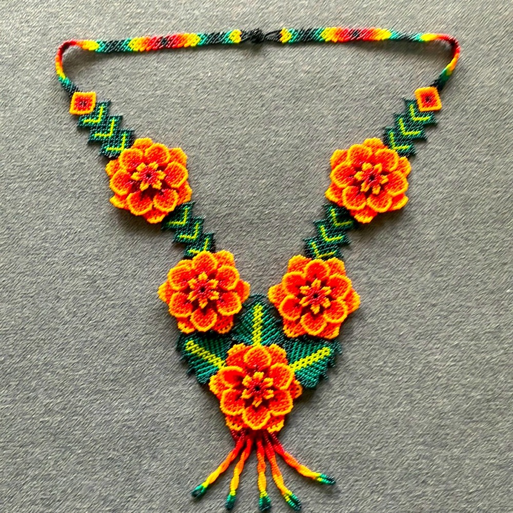 Hand Made Huichol Beaded Necklace.